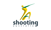 Shooting Australia logo with yellow-green figure aiming upwards and 'shooting australia' beneath